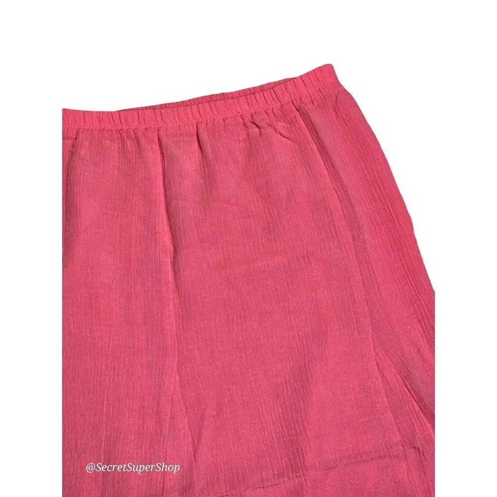 Susan Graver Womens Skirt XL Salmon Gauze Midi A Line Pull-On Elastic Waist - Picture 4 of 6